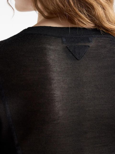 Prada embroidered-logo cardigan - Black