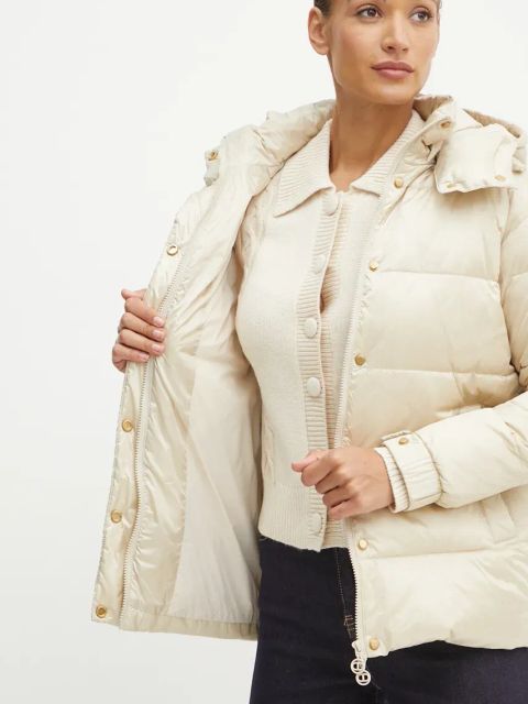 Twinset kurtka puchowa damska kolor beżowy zimowa 242TT2381