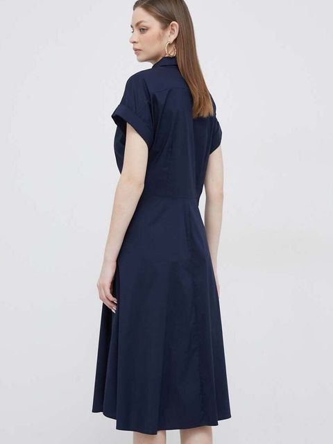 Lauren Ralph Lauren sukienka kolor granatowy midi rozkloszowana