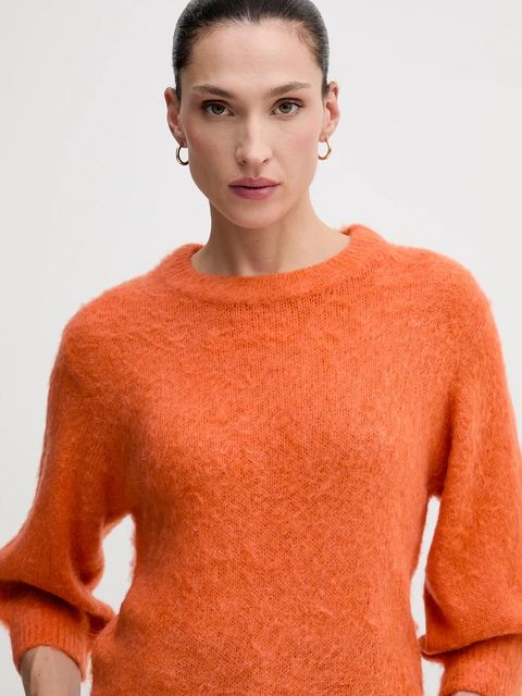 United Colors of Benetton sweter z dodatkiem moheru damski kolor pomarańczowy 1VAAD10F4