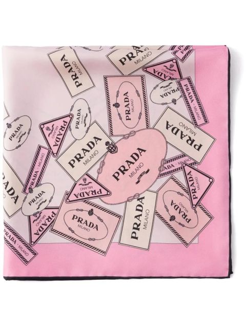 Prada printed twill scarf - Pink - zdjęcie produktu nr 1