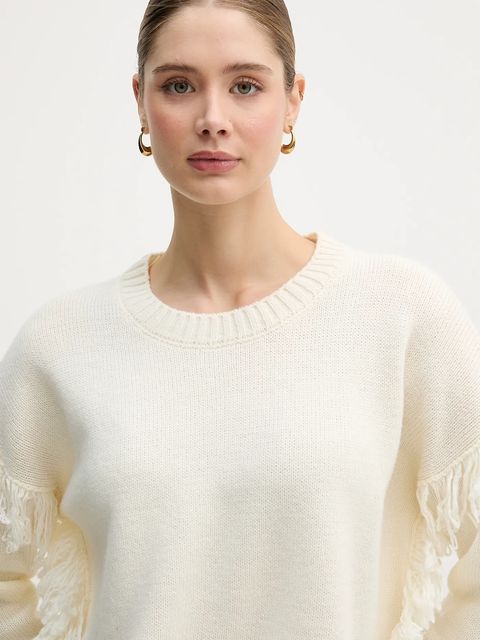 United Colors of Benetton sweter z dodatkiem wełny damski kolor beżowy 191VD10EZ