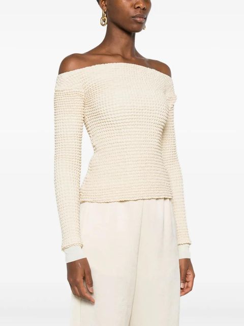 Nanushka sculpted-neckline long-sleeved top - Neutrals