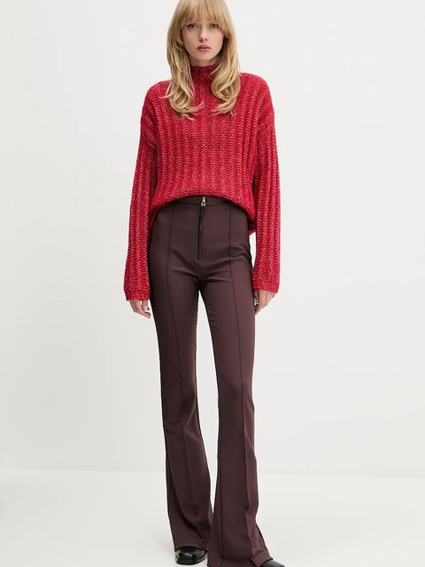 HUGO sweter z dodatkiem wełny damski kolor czerwony ciepły z półgolfem 50550210 - zdjęcie produktu nr 2