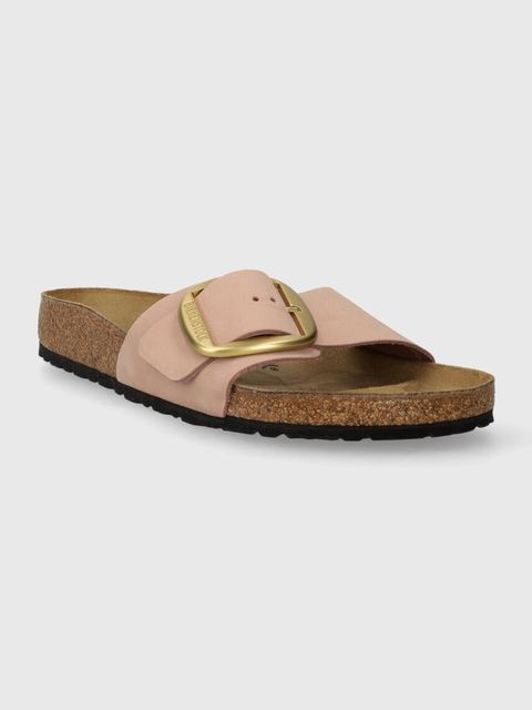 Birkenstock klapki na płaskim obcasie damskie nubukowe Madrid Big Buckle - zdjęcie produktu nr 1
