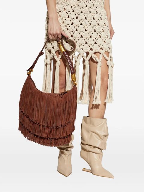 Balmain Ébène fringed leather shoulder bag - Brown - zdjęcie produktu nr 1