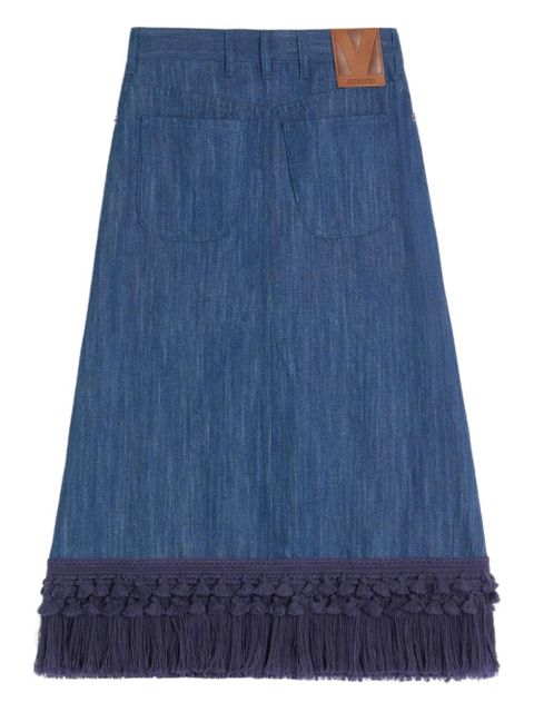 Valentino Garavani frayed-hem skirt - Blue