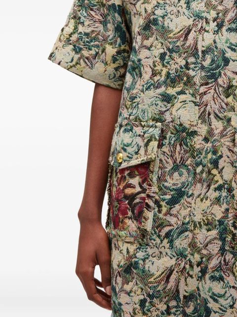 GANNI floral-print pocket mini dress - Neutrals