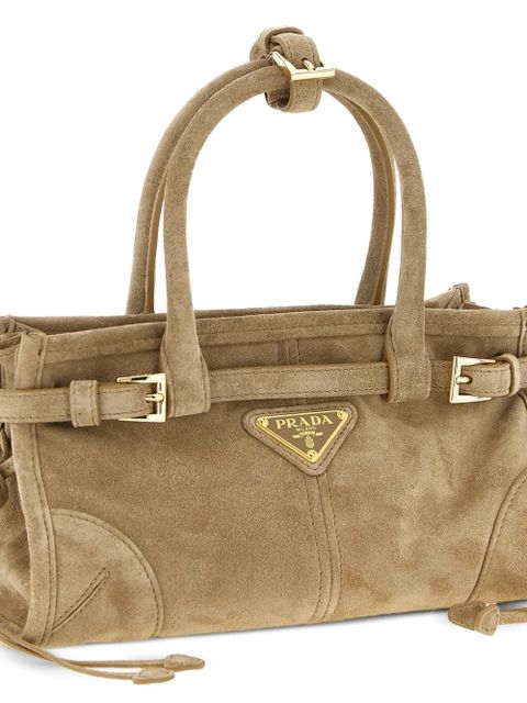 Prada mini Bonnie suede tote bag - Neutrals