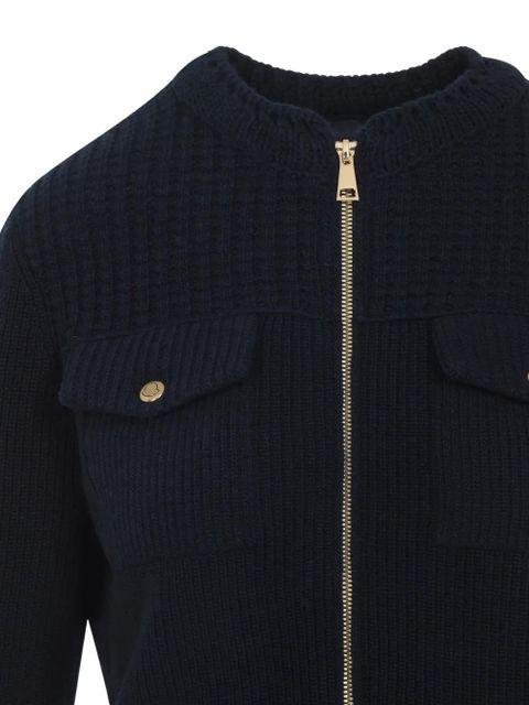 Moncler ribbed zip-front fitted jacket - Blue