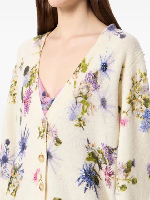 Blumarine floral-beaded cardigan - Neutrals