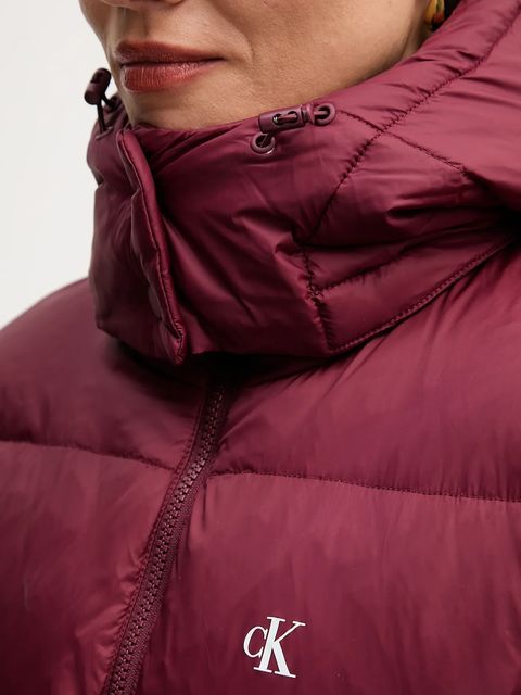 Calvin Klein Jeans kurtka puchowa kolor bordowy zimowa oversize LV047D501G