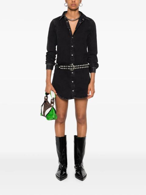 Diesel long-sleeve denim shirt mini dress - Black