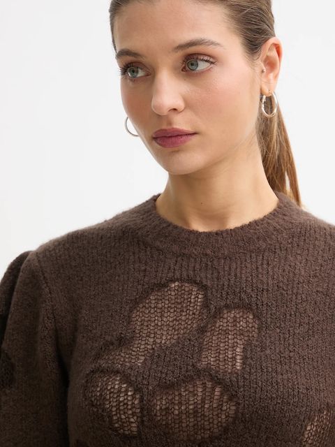 United Colors of Benetton sweter z dodatkiem wełny damski kolor brązowy lekki 18L4E10EV