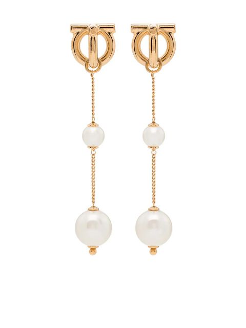 Ferragamo Gancini pearl-embellished drop earrings - Gold - zdjęcie produktu nr 1