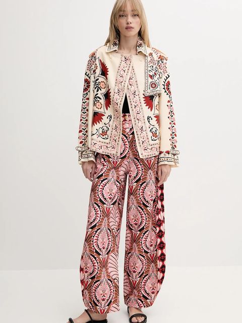 Farm Rio spodnie bawełniane damskie kolor brązowy szerokie high waist 329097 - zdjęcie produktu nr 2