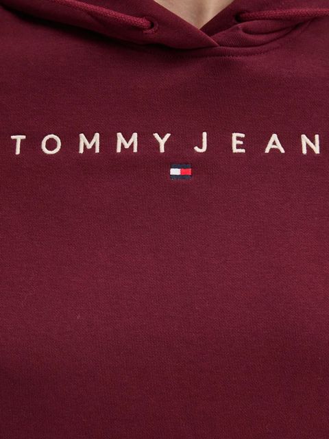 Tommy Jeans bluza damska kolor bordowy z kapturem DW0DW17324