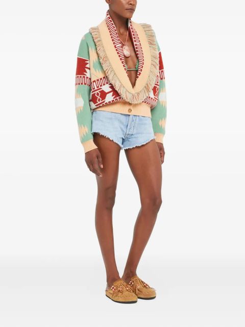 Alanui Icon jacquard fringed cardigan - Neutrals