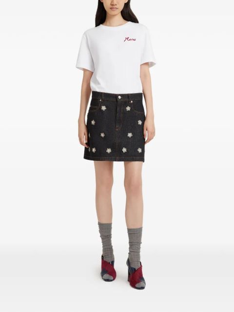 Marni daisy-appliqué denim mini skirt - Blue - zdjęcie produktu nr 2