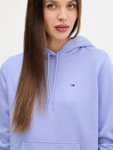 Tommy Jeans bluza damska kolor zielony z kapturem gładka DW0DW19958