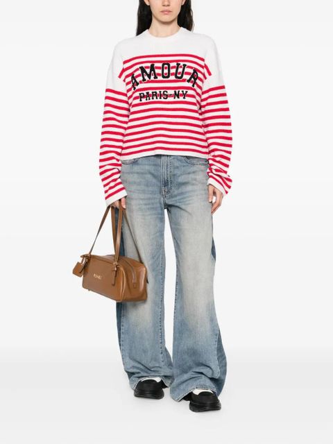 Maje striped embroidered sweater - Neutrals