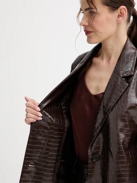 ISABELLE BLANCHE marynarka kolor brązowy jednorzędowa gładka IS25FW-J029-T006