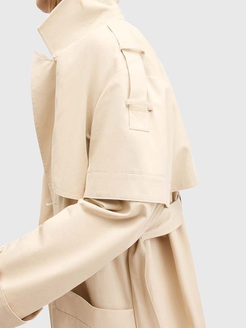 AllSaints trencz bawełniany CLYDE kolor biały przejściowy dwurzędowy W021OB