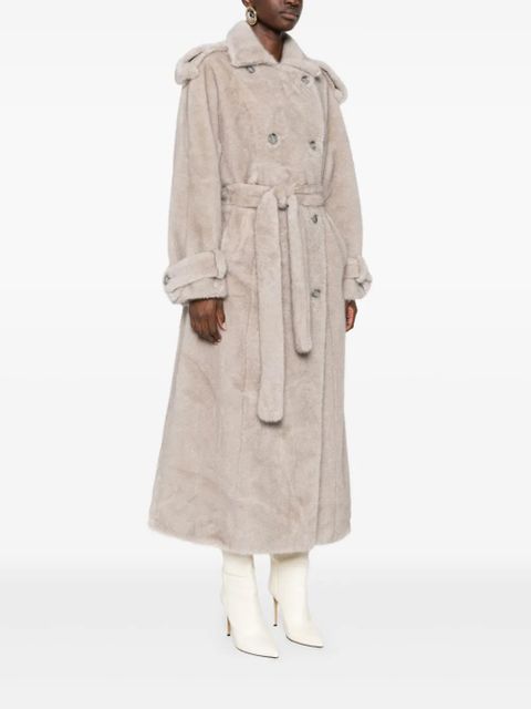 ducie Thalia double-breasted faux fur coat - Neutrals