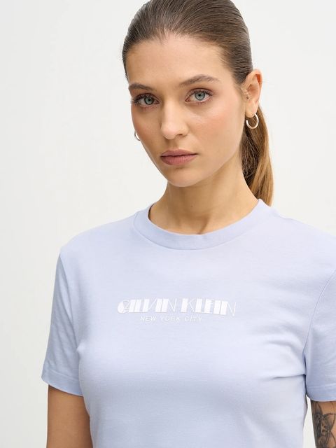 Calvin Klein Jeans t-shirt bawełniany damski kolor niebieski LV047E823G