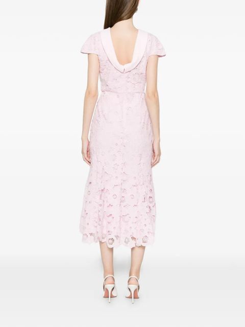 Self-Portrait lace scoop-back midi dress - Pink