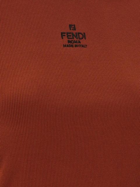 FENDI logo-embroidered T-shirt - Brown
