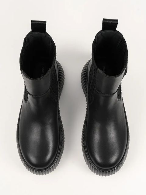 Karl Lagerfeld botki skórzane KREEPER LO damskie kolor czarny na platformie KL42365