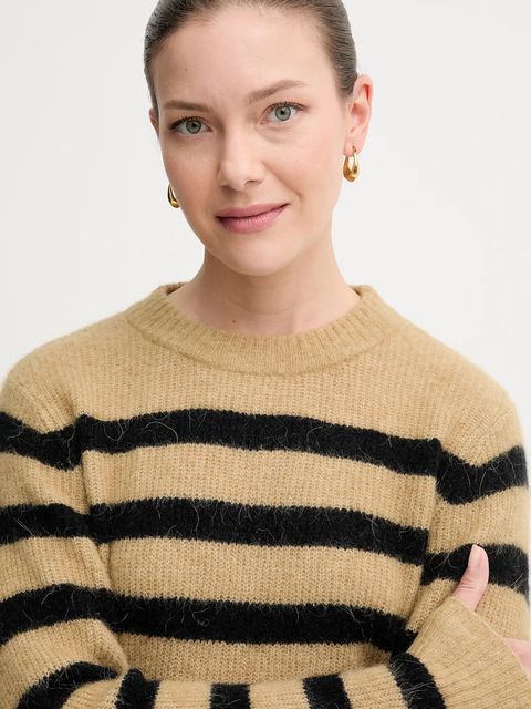 Mos Mosh sweter wełniany damski kolor zielony lekki 165660