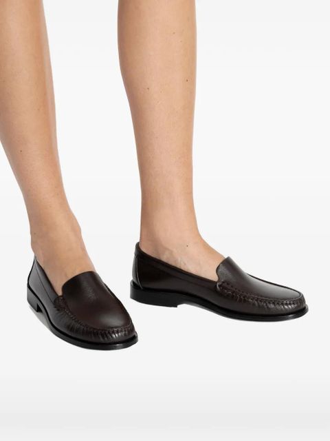 Aeyde Arthur topstitched leather loafers - Brown