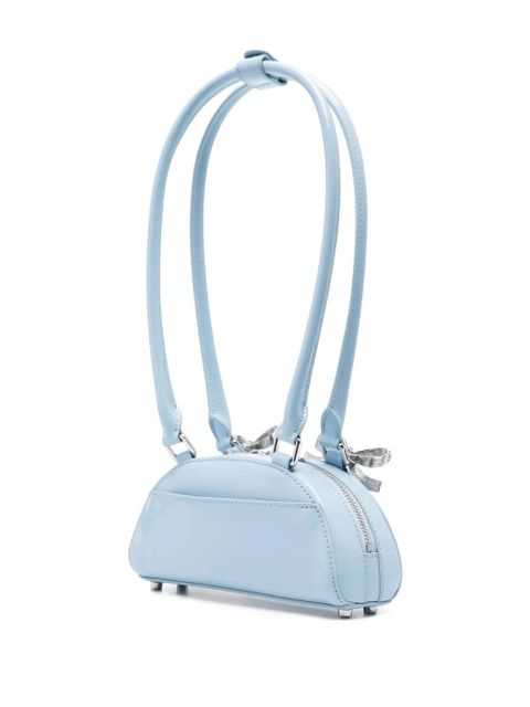 Self-Portrait mini Curved shoulder bag - Blue