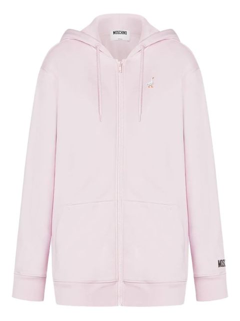Moschino goose-embroidered zip-up hoodie - Pink - zdjęcie produktu nr 1