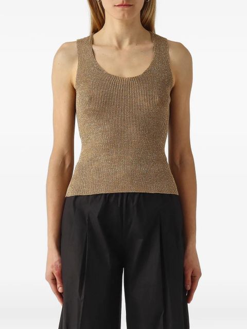 TWINSET metallic-effect ribbed-knit top - Gold - zdjęcie produktu nr 1