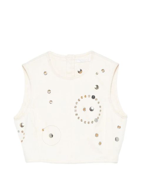 Chloé stud-embellished crop top - Neutrals - zdjęcie produktu nr 1