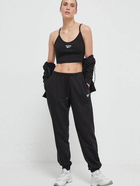 Reebok spodnie dresowe kolor czarny gładkie 100071691 - zdjęcie produktu nr 2