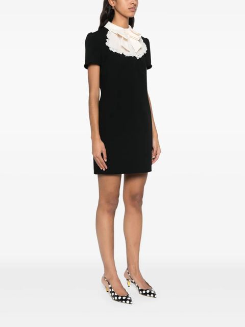 Alessandra Rich jabot-collar crepe mini dress - Black