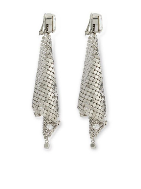 Rabanne crystal-embellished chainmail drop earrings - Silver - zdjęcie produktu nr 2