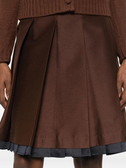 SHUSHU/TONG pleated contrasting-trim skirt - Brown