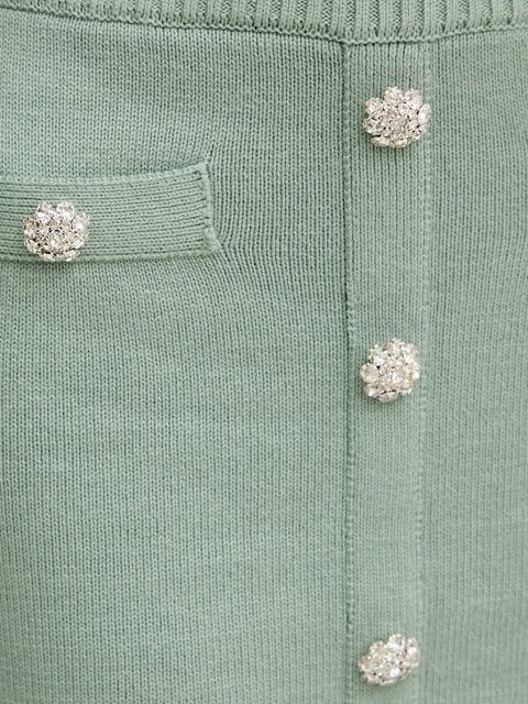 Silvian Heach spódnica z domieszką kaszmiru LEFTERIS kolor zielony mini ołówkowa GPA25263MG - zdjęcie produktu nr 2