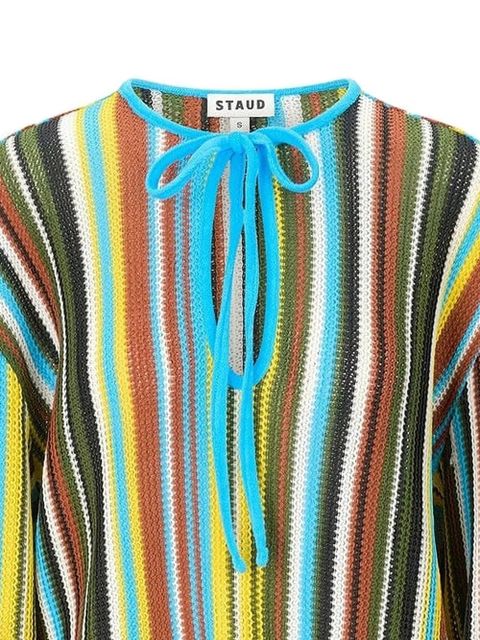STAUD Catalina striped tie-neck mini dress - Blue - zdjęcie produktu nr 2