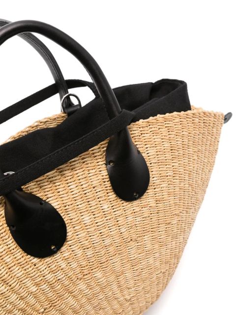 Muun trapeze straw tote bag - Black