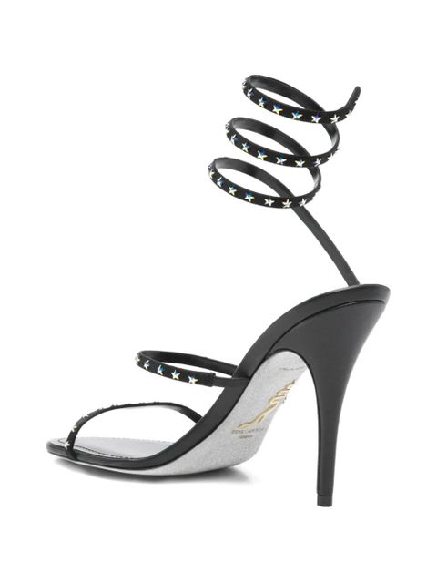 René Caovilla Cleo star-studded ankle-wrap sandals - Black