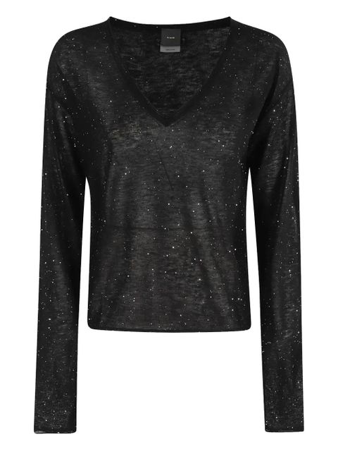 PINKO glitter V-neck sweater - Black - zdjęcie produktu nr 1