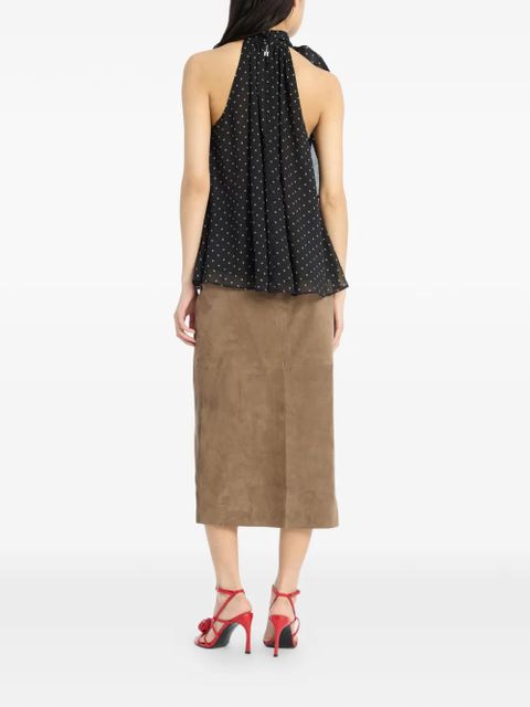ROTATE BIRGER CHRISTENSEN slit suede midi skirt - Brown