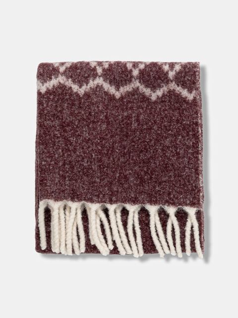 Tommy Hilfiger szalik z dodatkiem wełny damski kolor bordowy wzorzysty AW0AW17968 - zdjęcie produktu nr 2