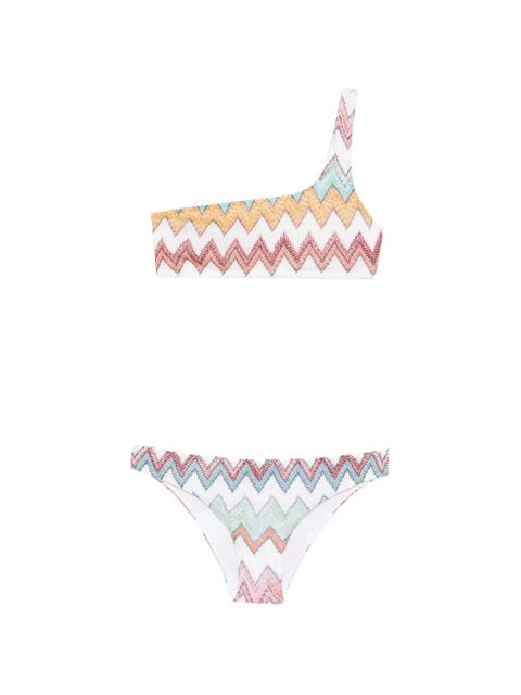 Missoni zigzag-knit one-shoulder bikini - White - zdjęcie produktu nr 1